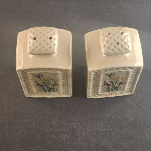 Enesco Butterfly Garden Trellis Vintage Ceramic Salt & Pepper Shakers 1978 Japan