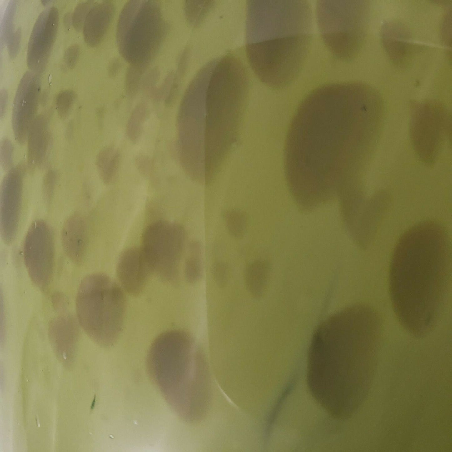 Hand Blown Speckled Splatter Art Glass Vase Green Stretched Pattern Heavy Piece