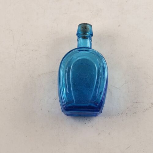 3 Horseshoe Bottle Salt Pepper Blue Amber Miniature 3.25" Glass Bitters
