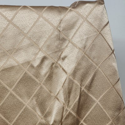 Smooth Light Golden Beige Woven Diamond Pattern Two Rod Curtain Panels 82"x38"