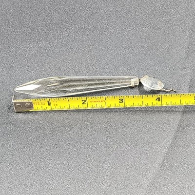 2 Icicle Spear Crystal Faceted Glass Prisms 3.4" w Octagon Accent Wire Connector