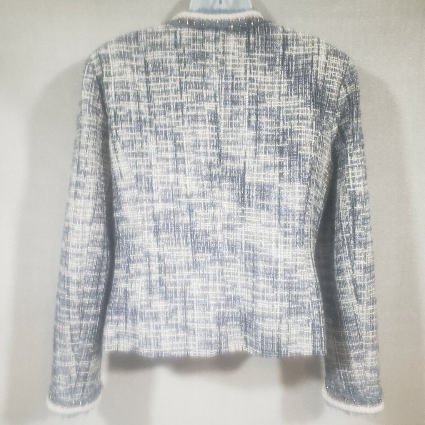 Katherine New York Women's Blue Gray & White Blazer Jacket Large Accented Trim