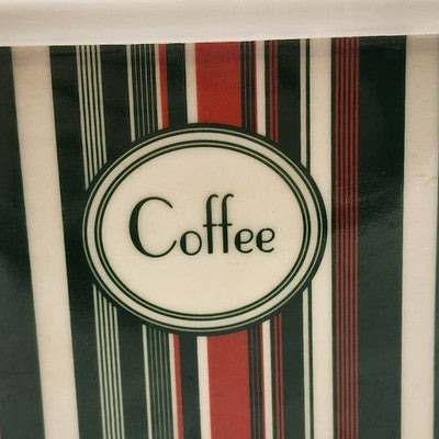 California Pantry Coffee Canister Jar 5.25 "Green Red Striped Festive 2005 w Lid