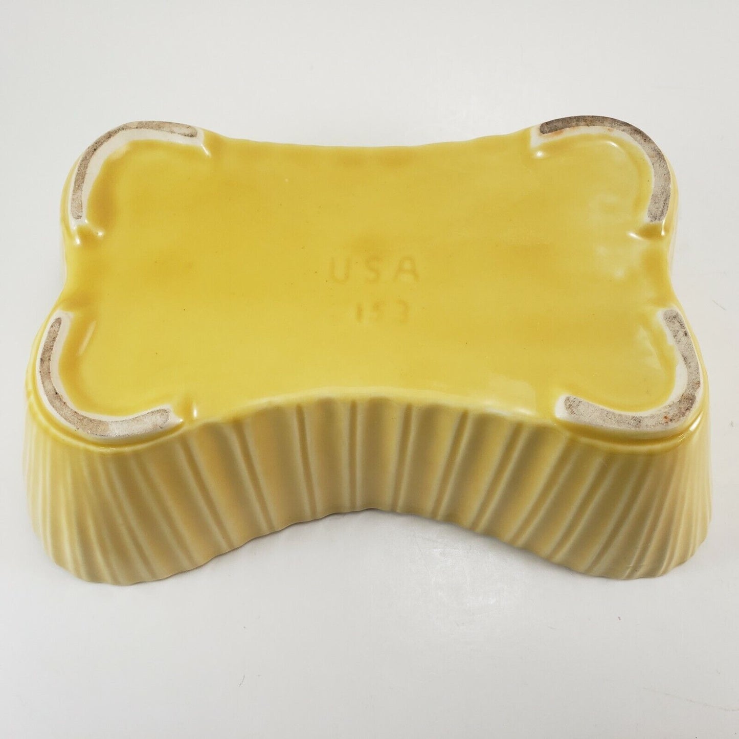 Shawnee Yellow Dog Bone Planter USA #153 Ribbed Sides 9.5"x6"