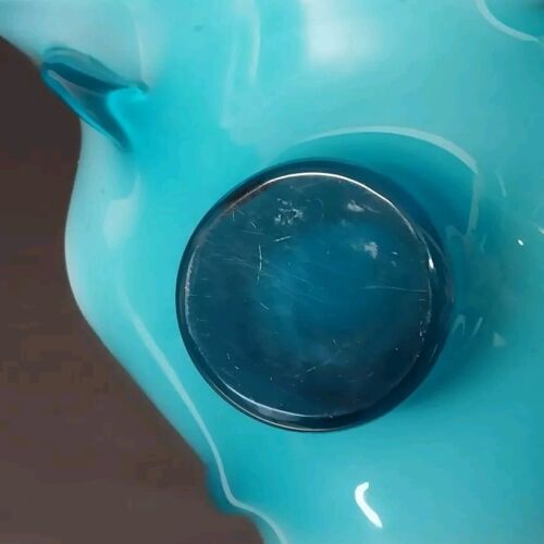 Murano-Style Blue & White Hand-Blown Glass Centerpiece Bowl | Elegant Footed Art Glass | 15” Decorative Serveware