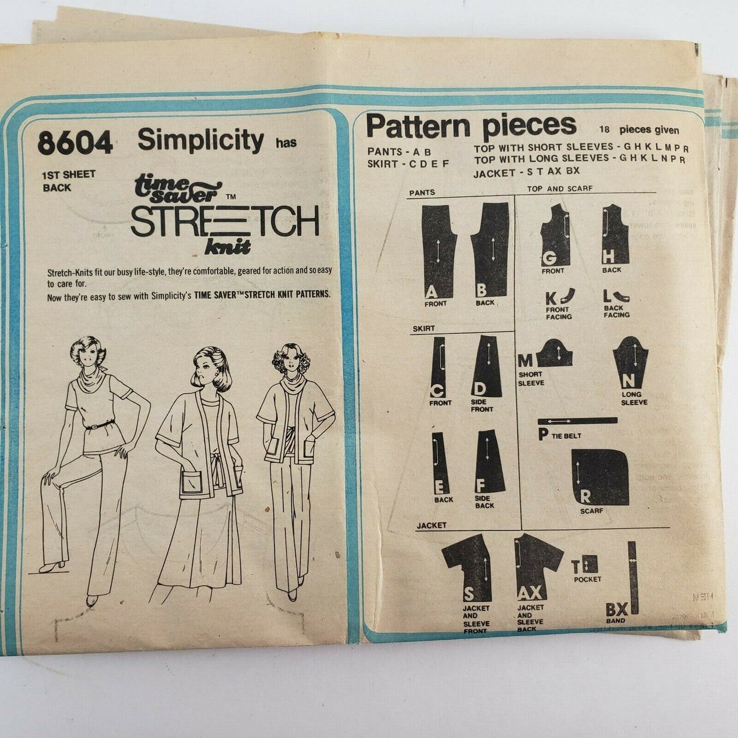 Stretch Knit Pantsuit Women Size N ½ Size Simplicity Printed Sewing Pattern 8604