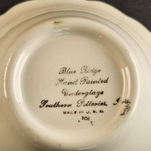 Blue Ridge Southern Pottery Beth Pattern Lugged Cereal Bowl Scalloped 7"