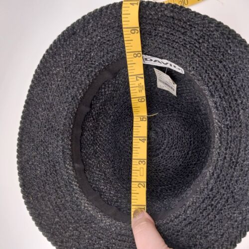 Knit Hat Black Grey Womans Fuzzy Nubby Bucket David's Vintage Headwear Medium 7"