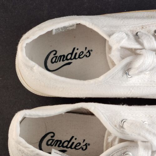 Candies All White Vintage Square Toe Flat Sneakers Shoes Size 6