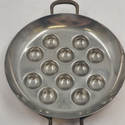 Aluminum and Brass Escargot Snail Serving Tray Pan Dish 12 Holes Stainless Steel