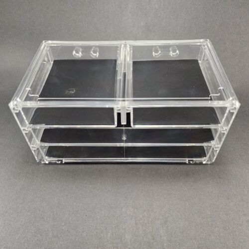 Sodynee 2 Piece Makeup Cosmetic Clear Organizer Storage Drawers 9½" x 5¾" x 7¼"