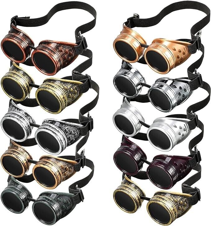 cosplay goggles 10 Pc Retro Victorian Steampunk Goggles Glasses Sunglasses Punk Cospla – BackRoadPicking