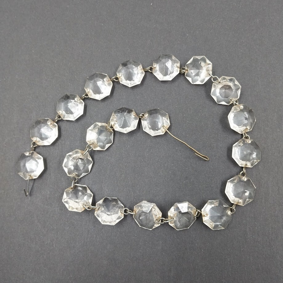20 Pc Octagon Crystal Prism Chain Beads Glass Chandelier Candelabra Pendant 18"
