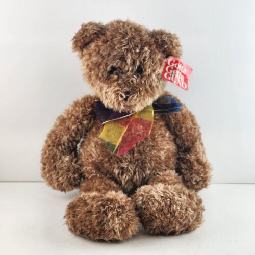 Gund Bear Plush Stuffed Animal Brown Rainbow Bow Bearessence 4980 12" Toy Stuffy