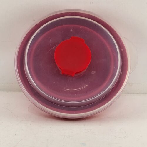 Pampered Chef Microwave Popcorn Maker Popper Red Silicone Collapsible 1457