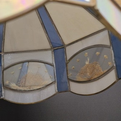 Blue and White Slag Stain Glass Hanging Tiffany Chandelier Single Socket Wired