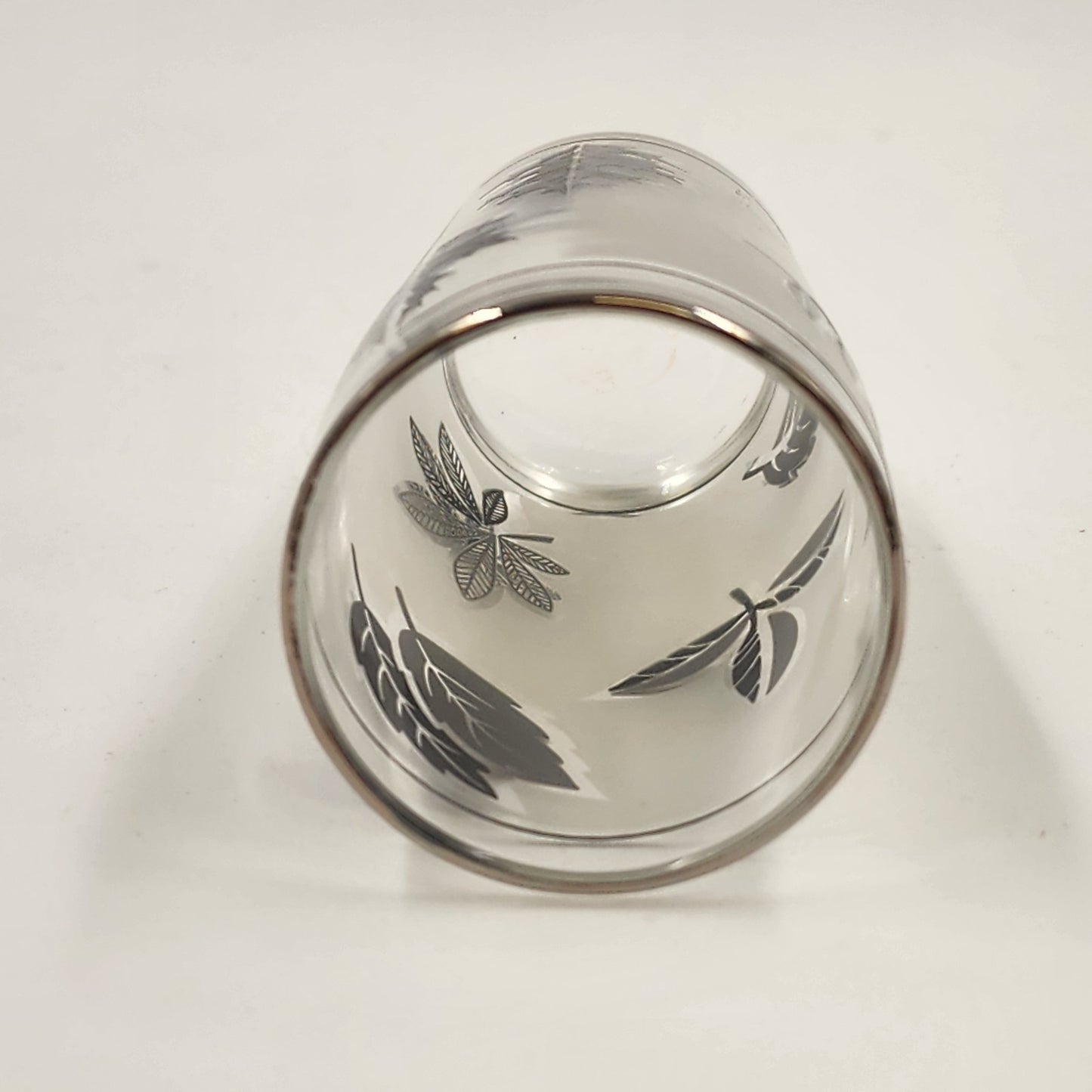 Set of 3 Libbey Frosted Silver Leaf Glasses Small Collins 4"x2" VTG