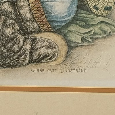 Patti Lindstrand Quality Time Art Print Framed Matted Embossed Seal Signed 1989