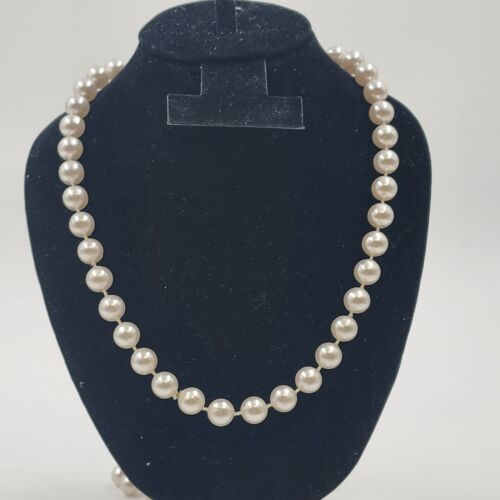 Faux Pearl Necklace White Beaded No Clasp 24" Long No End Fashion Jewelry Vtg