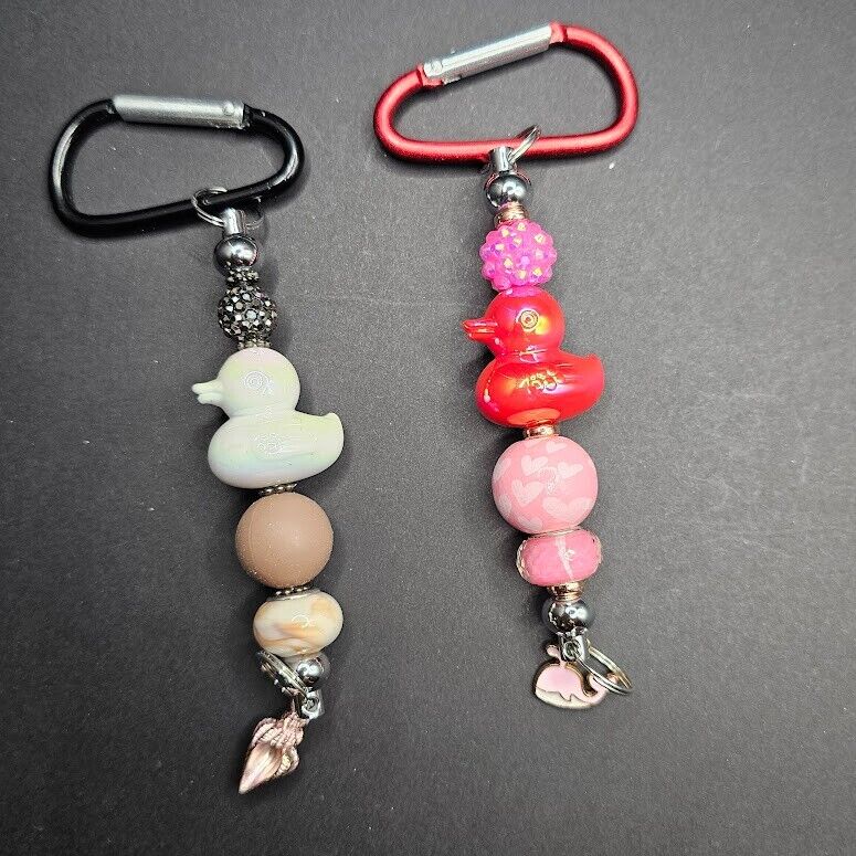 2 Key Ring Bag Charm White Sea Ducks Cruise Ocean D Ring Handmade Gift Clip Gift