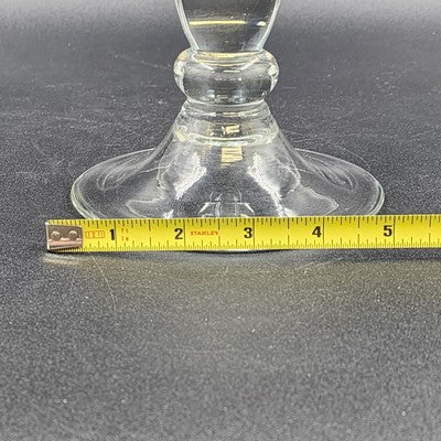 Large Hand Blown Art Candlesticks Holder Crystal Clear Glass Footed VTG 14"x4.5"