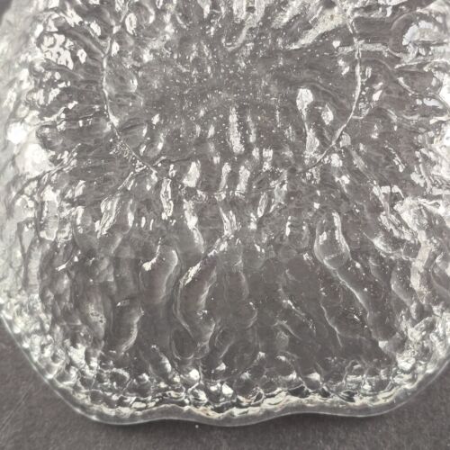 4 Apple Shaped Salad Bowls Clear Italian Pressed Glass Tree Bark Textured Vtg