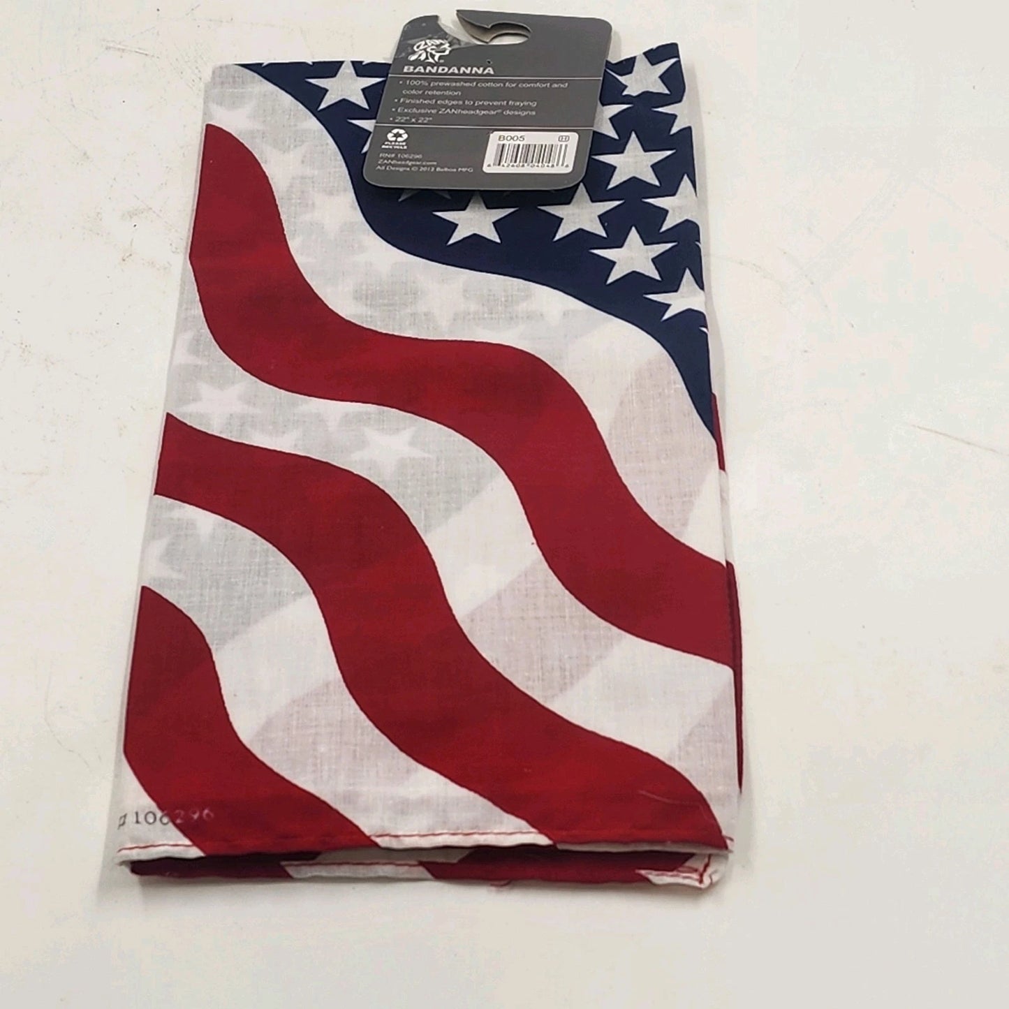 ZANheadgear Bandanna USA Wavy American Flag Cotton 22"x22" One Size NOS