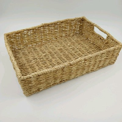 Seagrass Handwoven Storage Basket w/ Handles 18" Rectangular Metal Frame Medium