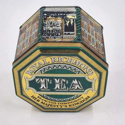 Royal Richmond Tea Metal Tin Storage Box Canister England Case Manufacture 1980s
