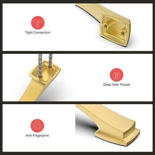 10 Pack Gold Cabinet Handles Brushed Brass Cabinet Pulls 5 inch Hole Center 7x1"