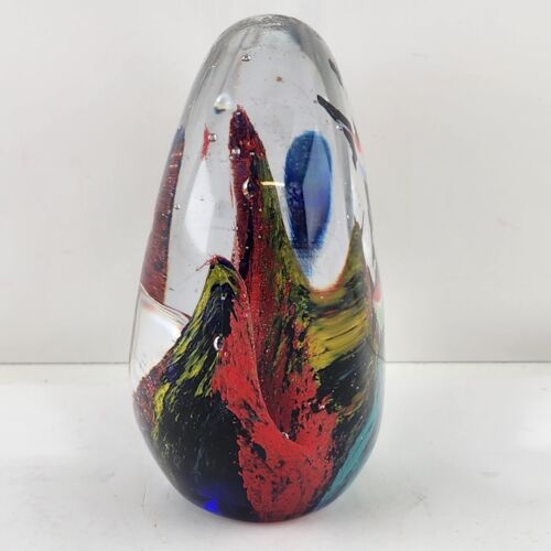 Art Glass Paperweight Fish Under The Sea Colorful Reef Unusual Shape 4" Tall