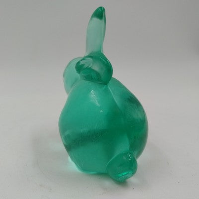 Enesco Art Glass Bunny Rabbit Figurine Paperweight Spring Green Cotton Tail 3.5"