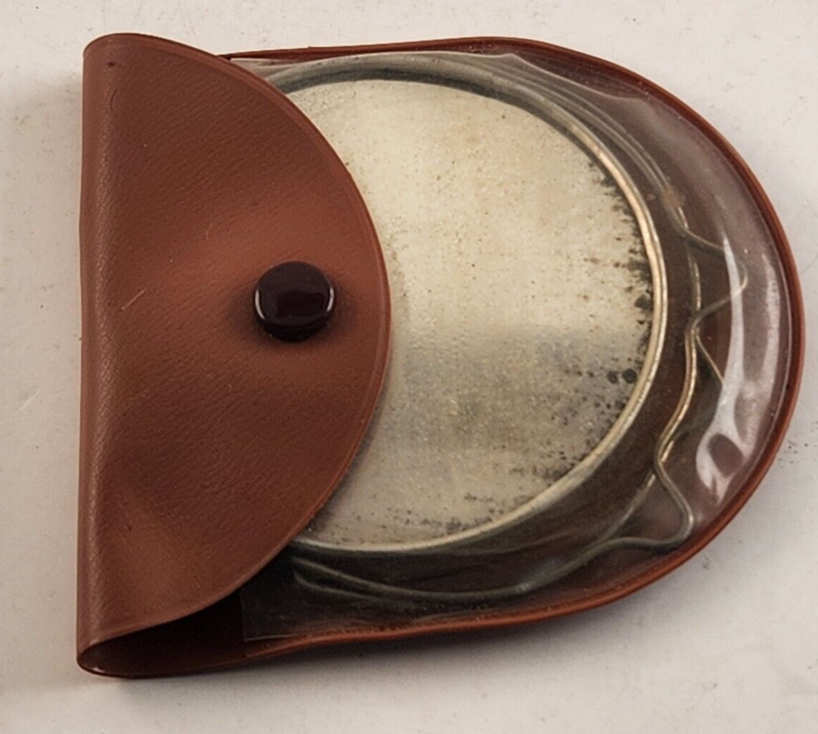 Vintage Travel Makeup Stand-Up Two-Sided Mirror Vinyl Case Compact