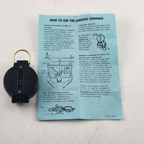 Lensatic Compass Pocket Folding Military Hiking Sightseeing with Instruction Pg