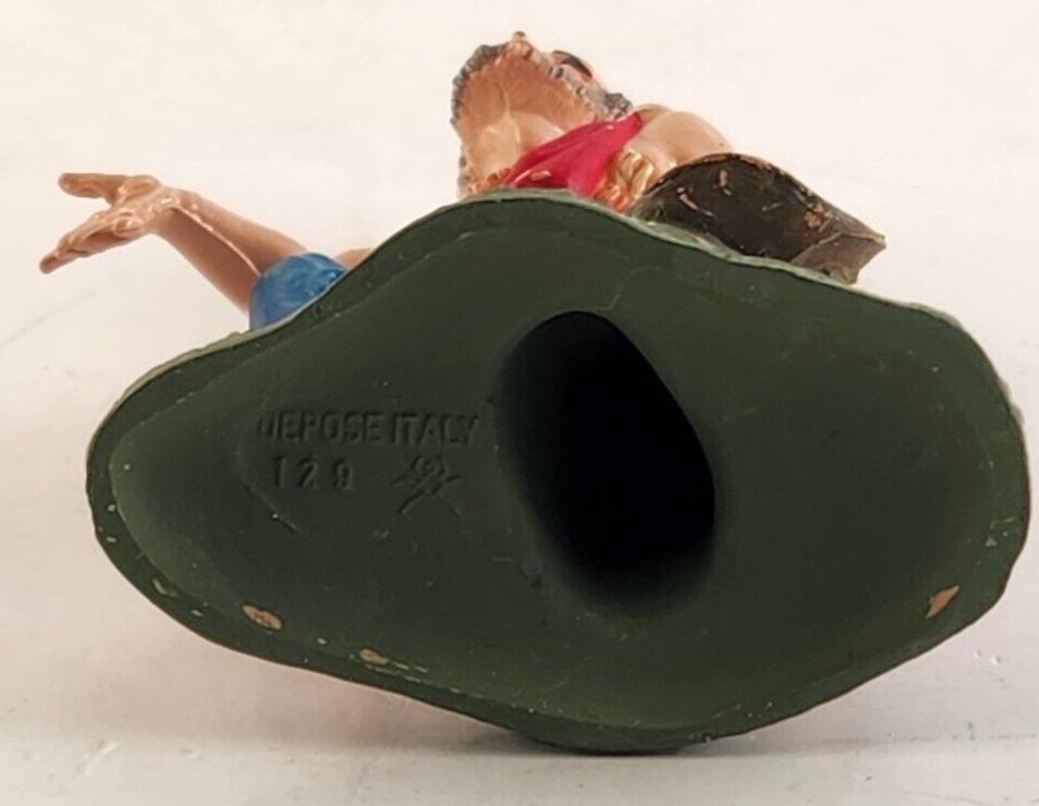 Hollow Chalkware Plaster Nativity Scene Kneeling Beggar Figurine Vintage