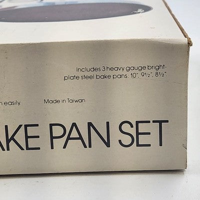 3-Pan Springform Bake Pan Set Heavy Gauge Bright Steel 10" 9.5" & 8.5" NOS