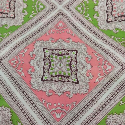Pink Green Nylon Headscarf Scarves Paisley Square Filagree Neck Sq 21"