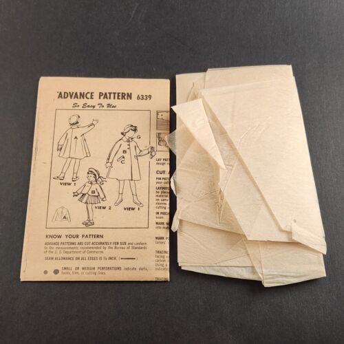 Advance 6339 Sew Easy Vintage Sewing Pattern Childs Coat or Jacket Size 6