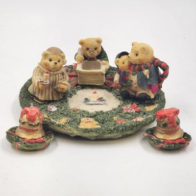 Popular Imports TS291 8pc Mini Tea Set Family Bears Christmas Polystone Resin