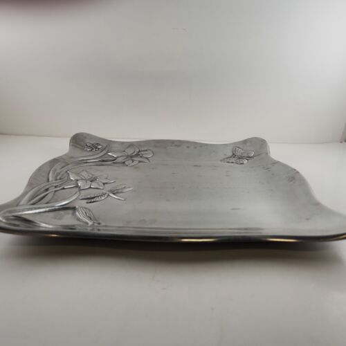 Lenox Butterfly Meadow Hollowware Metal Tray Heavy 13" x 13" Square Scalloped
