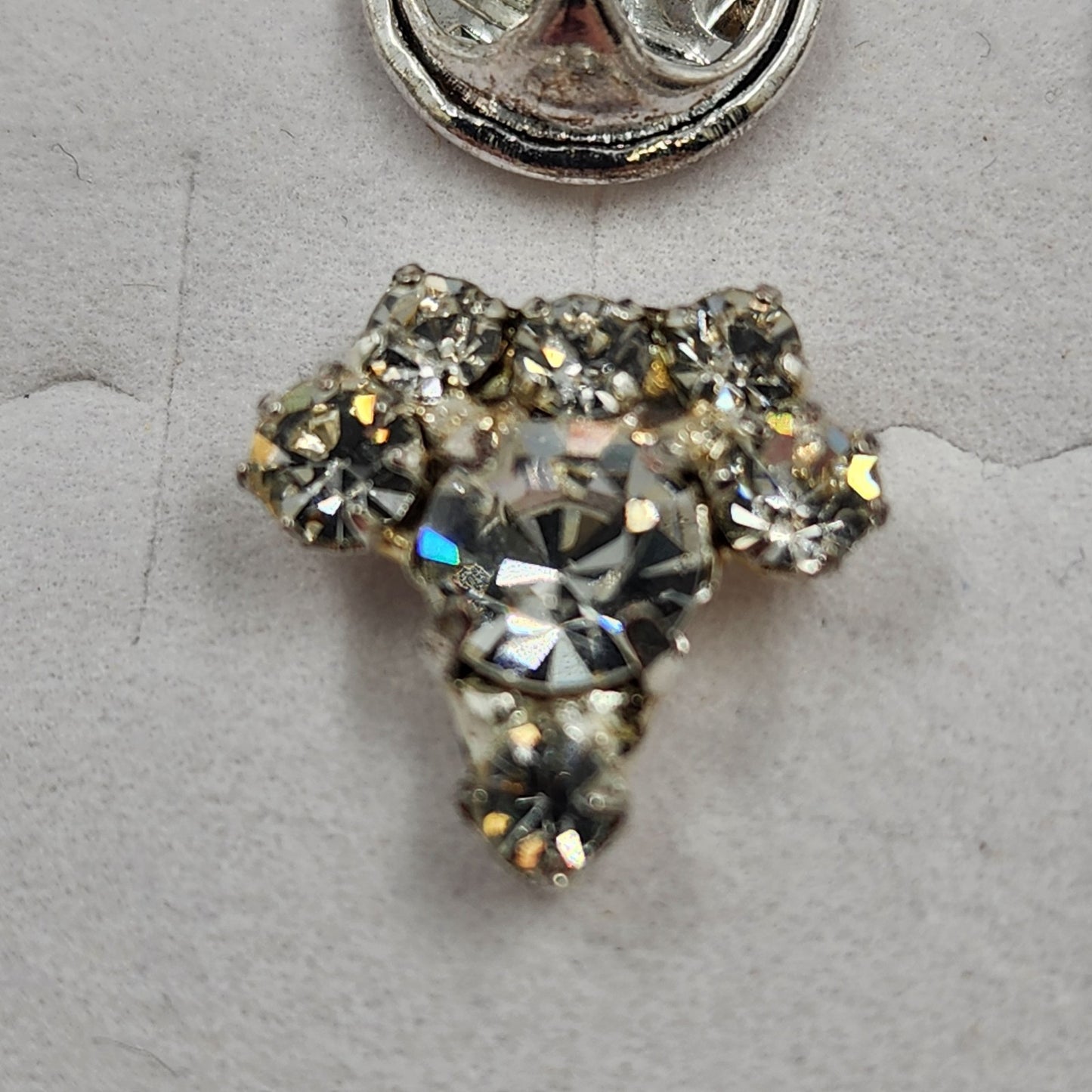 Set of 2 Rhinestone Lapel Pins Silver Tone Ladybug & Cluster Brooch 0.5" Long