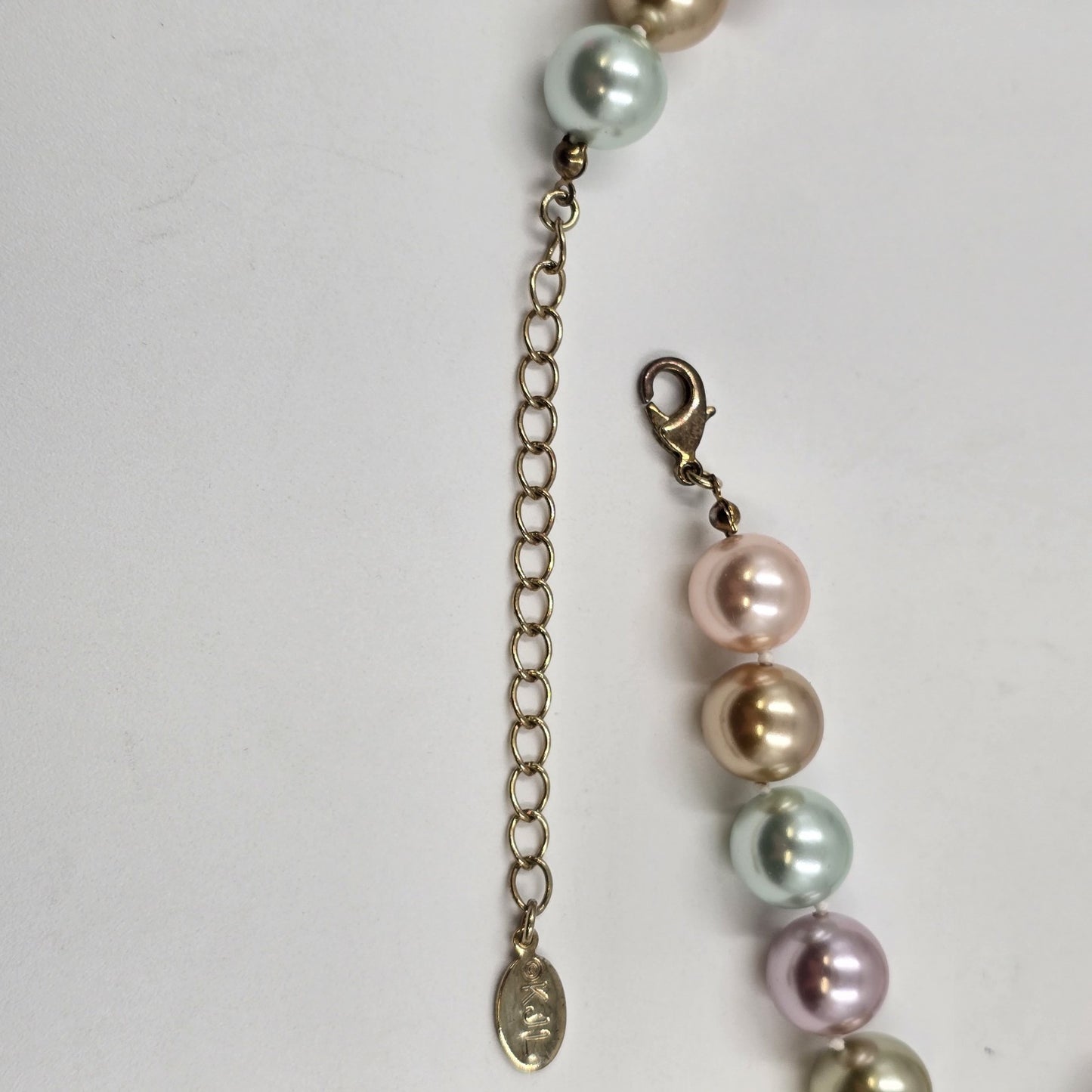 Kenneth Jay Lane Multicolor Faux Pearl Knotted Beads Necklace 9" 2009
