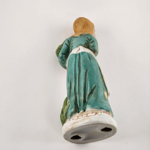 Old Woman with Carrots Porcelain Figurine Apron Yellow Scarf Vintage 6"h