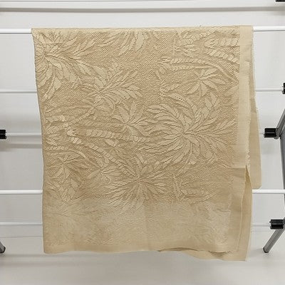 Gold Beige Lace Fabric Tablecloth Cover with Palm Tree Design Motif 34" Square