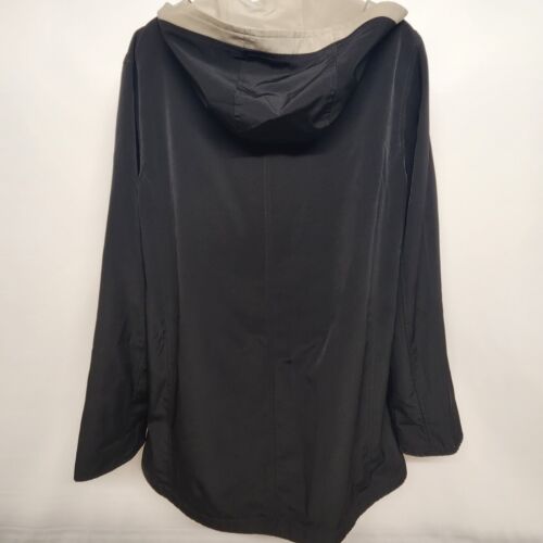Fleet Street Reversible Women's Hooded Coat Beige/Black Full Zip Size Medium