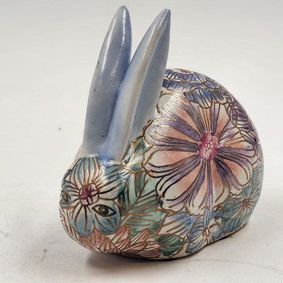 Ethan Allen Home Collection Bunny Rabbit Ceramic Multicolor Floral 5" x 4" x 3"