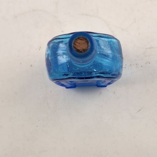 3 Horseshoe Bottle Salt Pepper Blue Amber Miniature 3.25" Glass Bitters