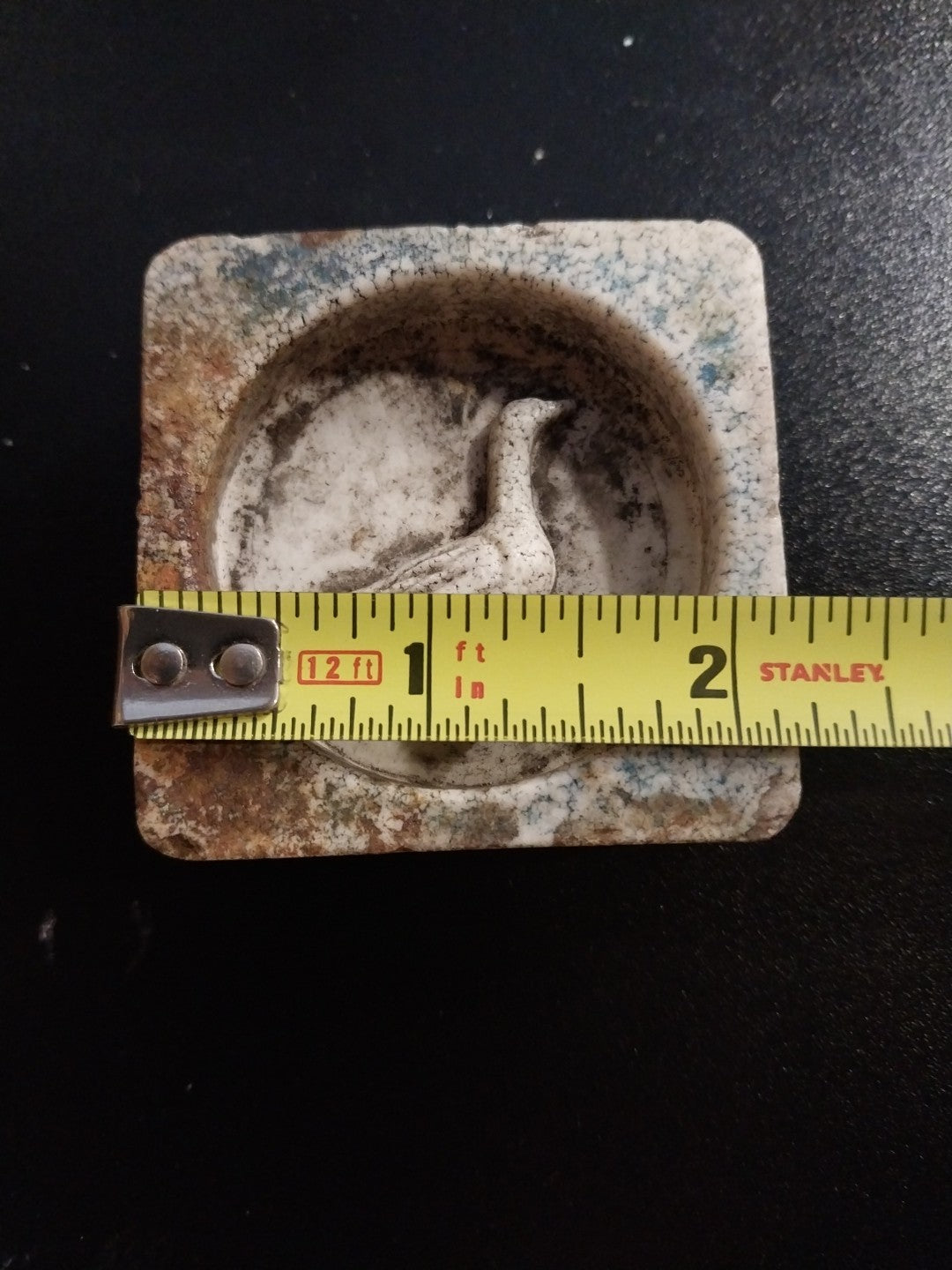 Goose Shaped Antique Candy Mold Ceramic 2.25" Square Blank Reverse Side