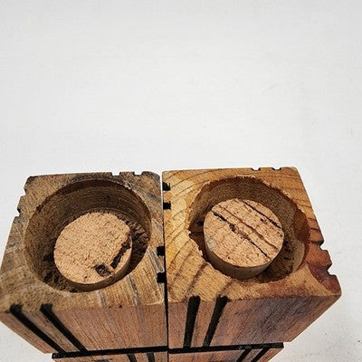 Natural Wood Square Block Salt and Pepper Shakers 3" Vintage Kitchen Accessories