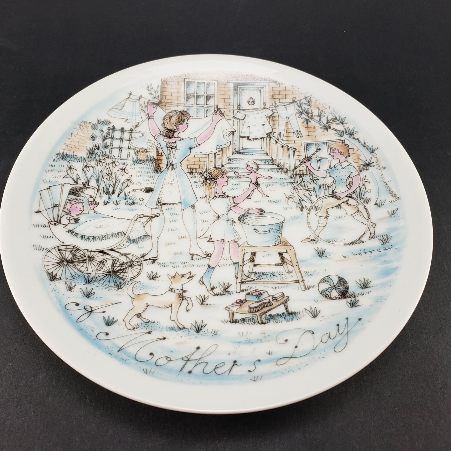 Haviland Limoges 3 Mother's Day Plates 1973 Breakfast 1974 The Wash & 1975 Park